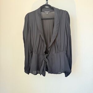 Banana Republic Black Tie-Front Blouse Women’s Draped Shawl Collar, Long‎ Sleeve